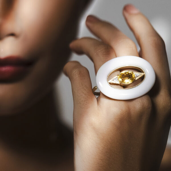 Anel Giro Ágata com Citrino